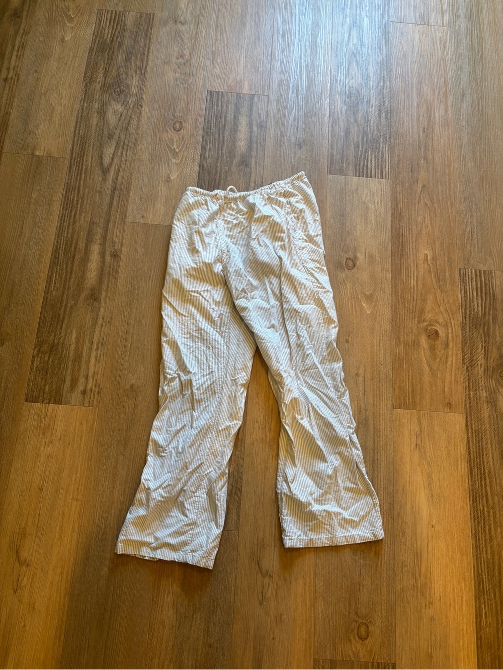 Brandy Melville Cream and White Pinstripe Wide-Leg Pants